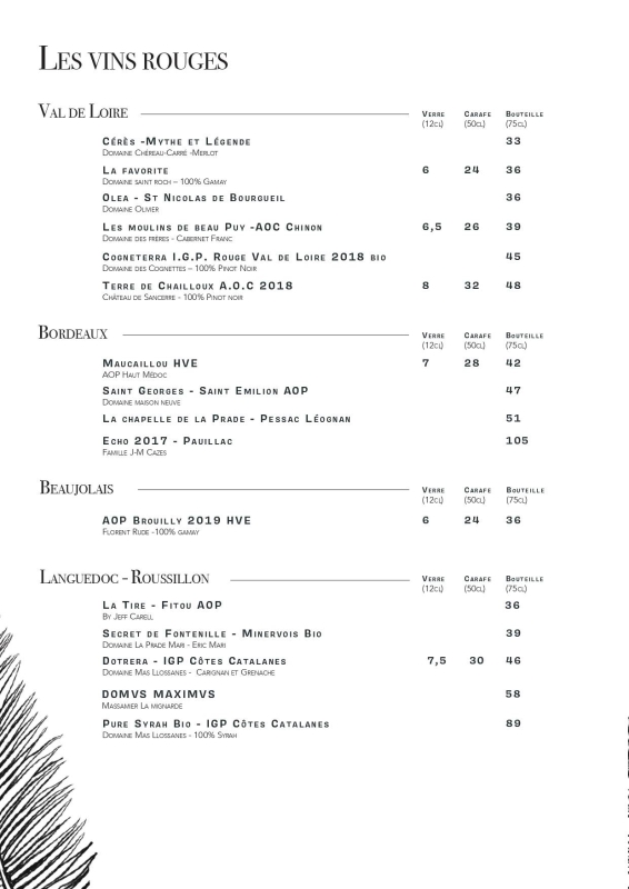 La Carte - Le Transition - Restaurant Bistronomique Nantes - Restaurant sympa Nantes